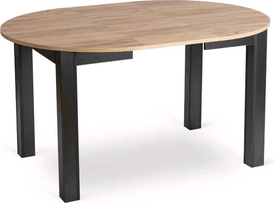 Sada stola HARRY 102-142 cm Craft Oak/Čierna a 4 stoličiek RICK Horčicová