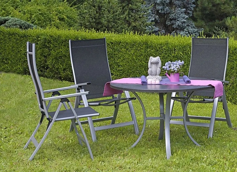 sun garden LONDON 41265 Polohovacie záhradné kreslo strieborné+čierne