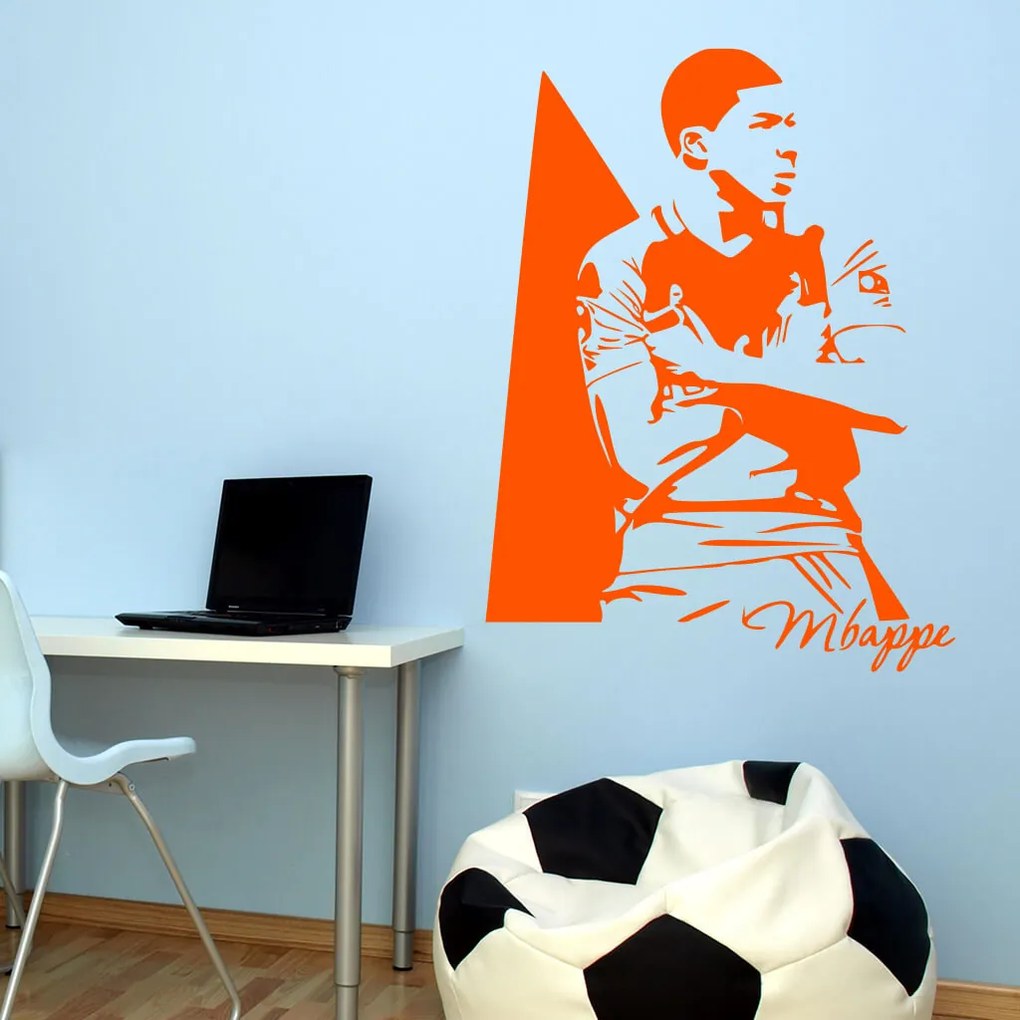 Veselá Stena Samolepka na stenu na stenu Kylian Mbappé Farba: černá