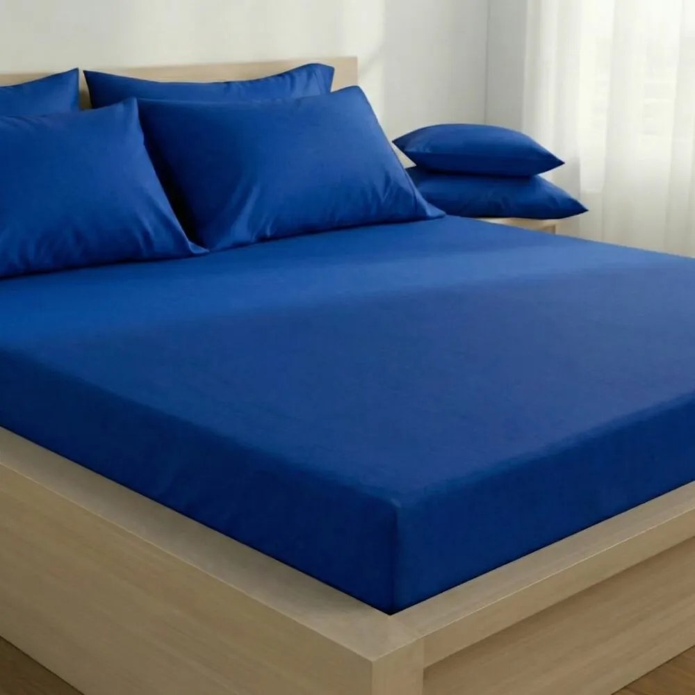 Kvalitex Saténové prestieradlo s gumou tmavomodrá, 180 x 200 cm