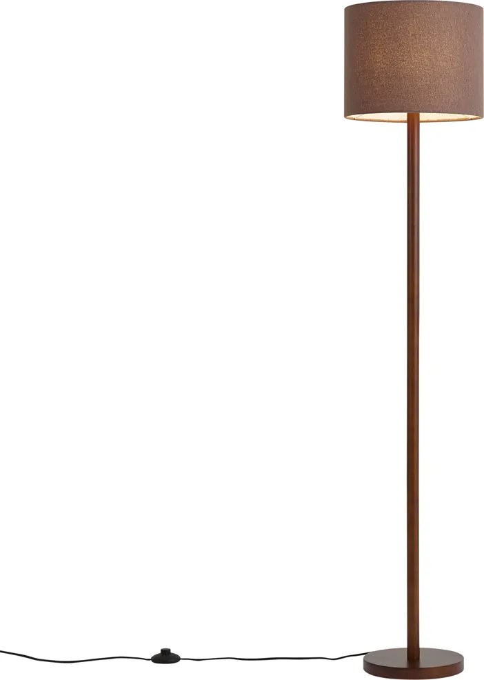 Japandi stojaca lampa orechové drevo s hnedým ľanovým tienidlom 151cm - Mels
