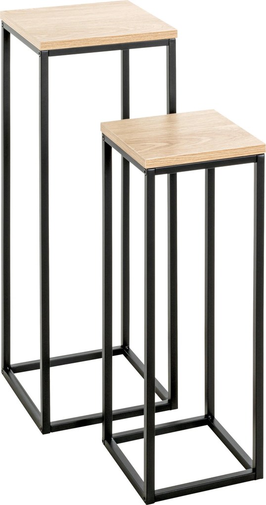 XXXLutz SADA PRÍRUČNÝCH STOLÍKOV, čierna, farba duba - Stolíky do obývačky - 001931037116