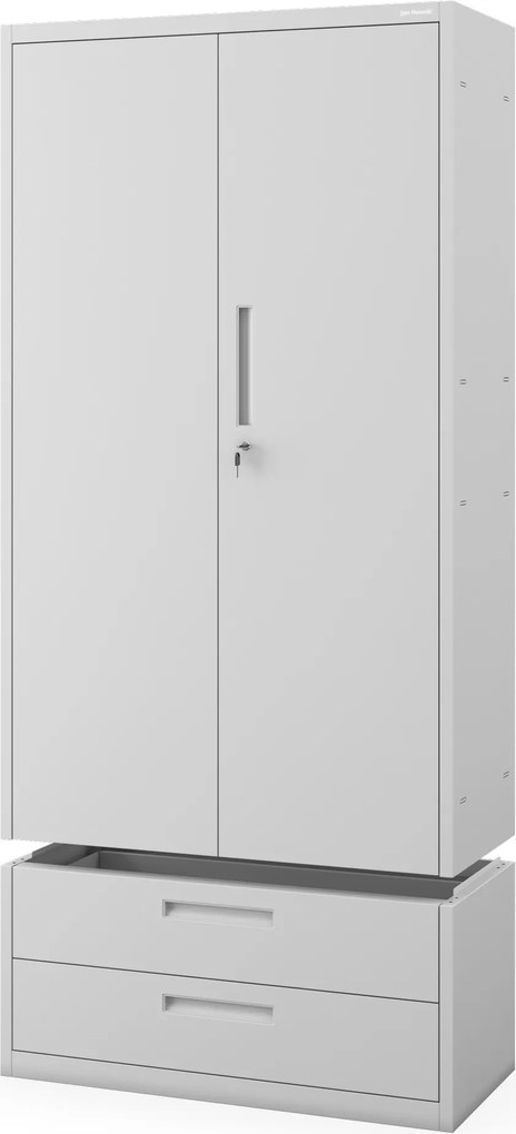 Modulárna kovová multifunkčná skriňa s dvoma zásuvkami sivá MEGAN 1950 x 900 x 400 mm