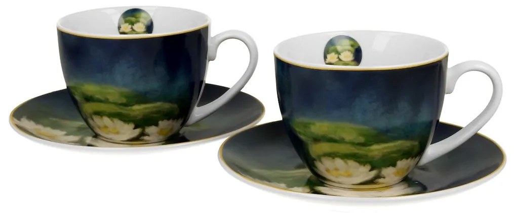 Porcelánová šálka s podšálkou Monet Nenufars 270 ml sada 2ks