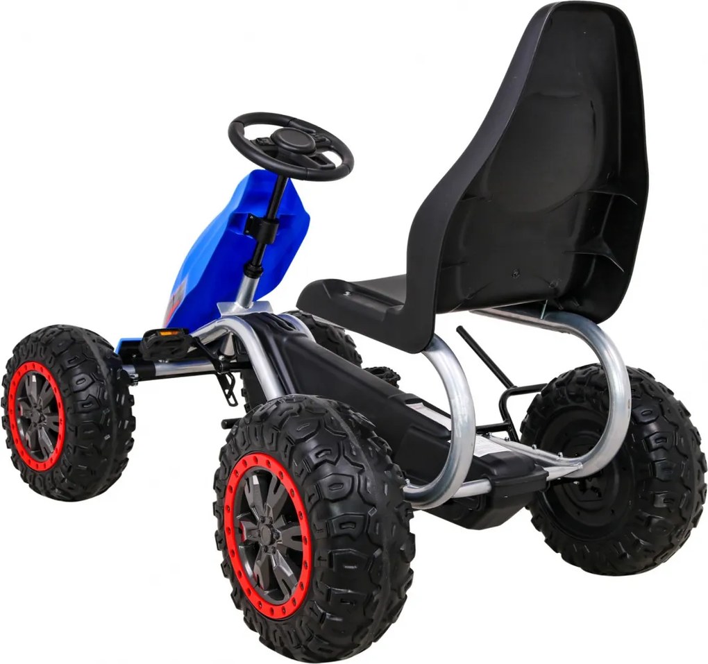 Ramiz Veľká pedálová motokára Silná pre deti Modrá + 100 kg záťaž + EVA kolesá + Ručná brzda + Športové sedadlo