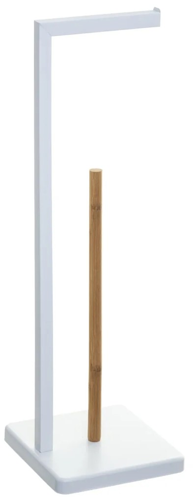 Stojan na toaletný papier Natureo, biela/s drevenými prvkami