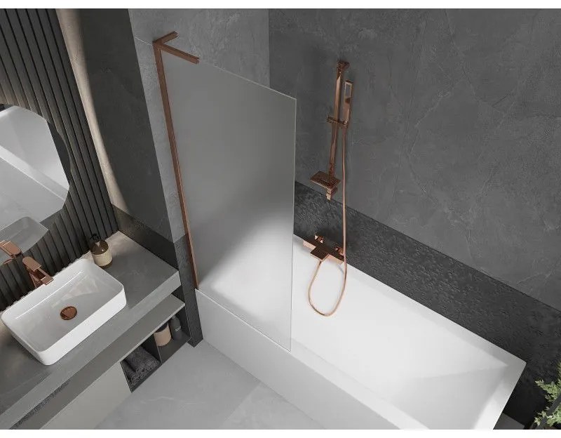 Mexen Next L, 1-krídlová vaňová zástena 70 x 150 cm, 6mm sklo námraza, ružové zlato profil, 895-070-000-03-30-60