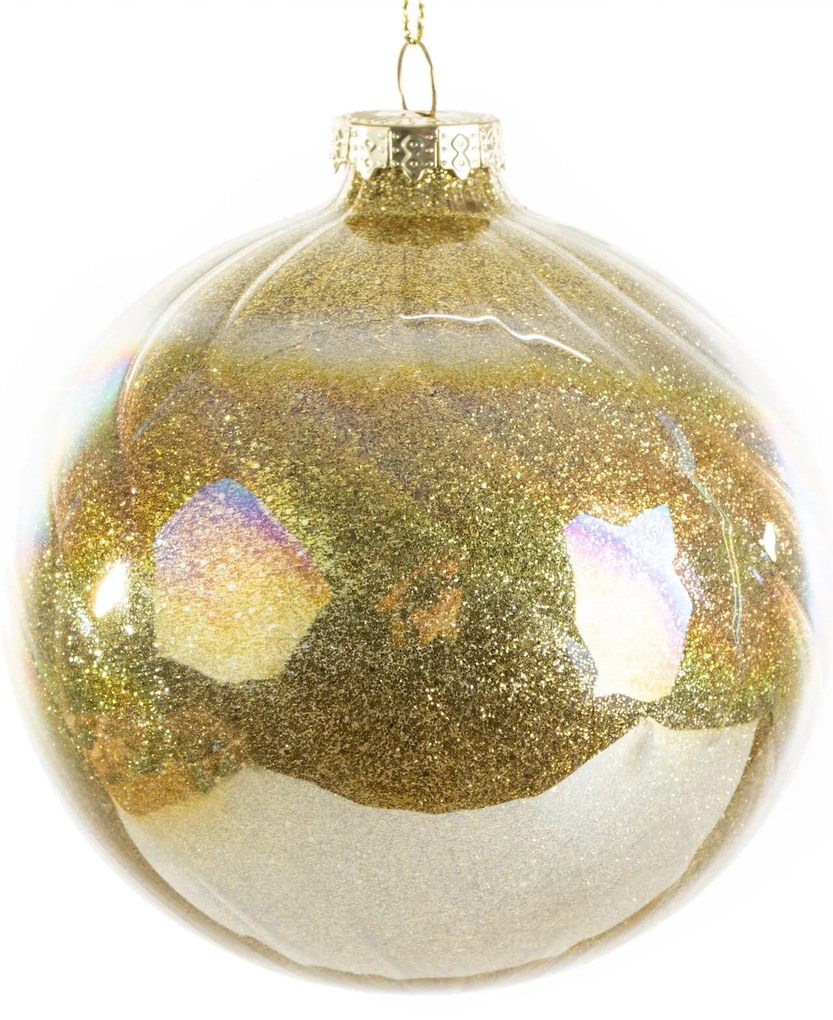 SKLENENÁ VIANOČNÁ BANKA NA STROMČEK SADA 4 KS (FI) 10 CM ZLATÁ