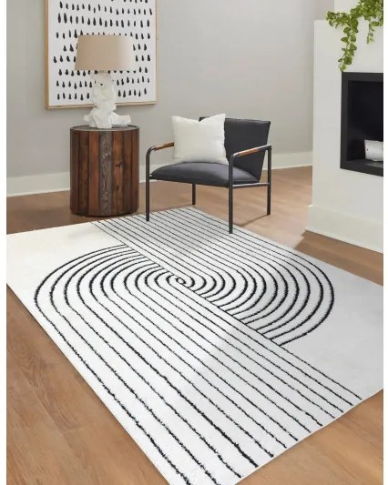 Dywany Łuszczów, Kusový koberec Mode 8587 geometric cream/black, 240x330, béžová, chodba / predsieň