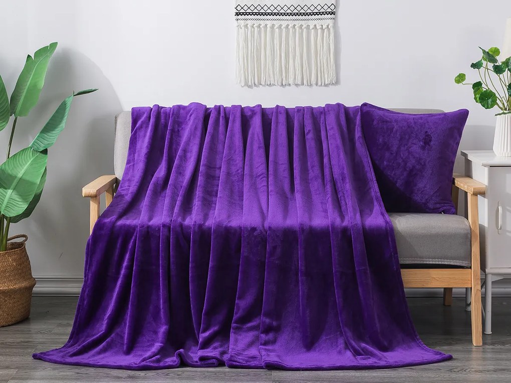 XPOSE® Mikroplyšová deka Exclusive - tmavo fialová 150x200 cm