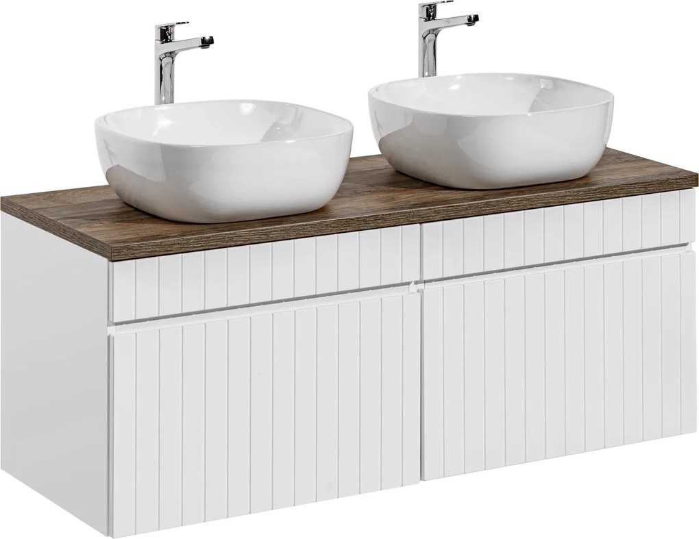 Comad Kúpeľňová skrinka s doskovými umývadlami set Iconic White 120 biela/dub santa fe