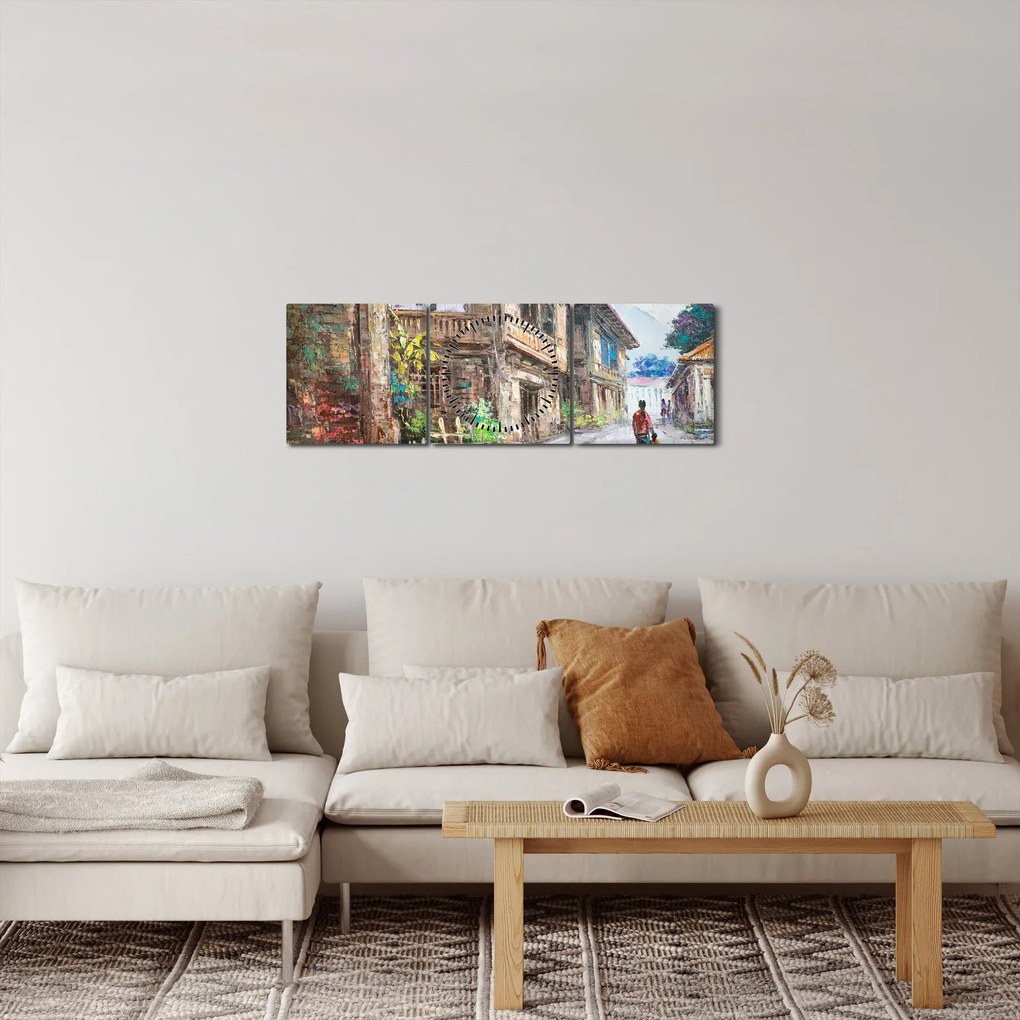 Obraz Filipínske dediny, Ázia (s hodinami) (90x30 cm)