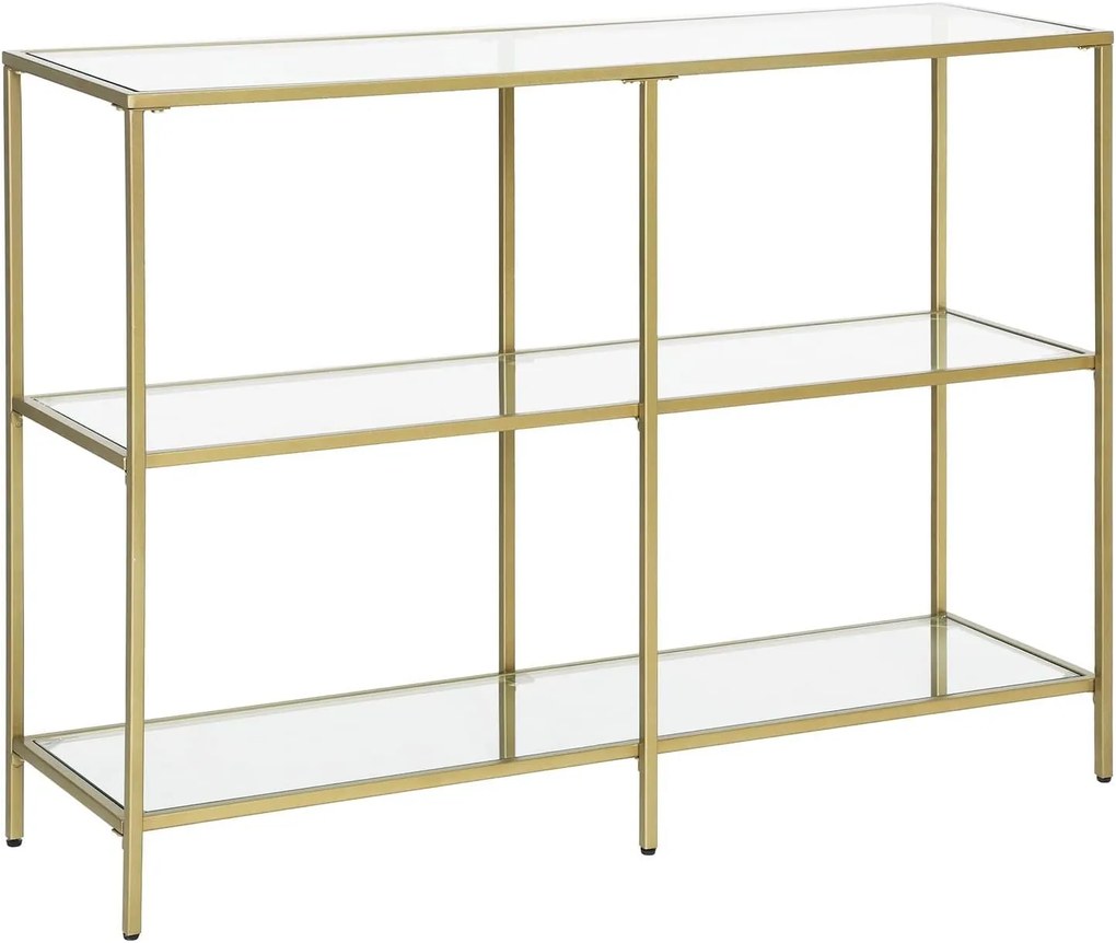 Sklenený konzolový stolík so zlatým rámom Lux