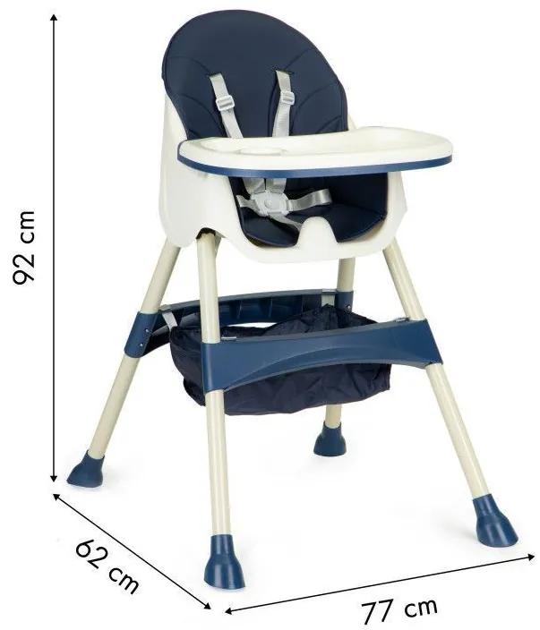 Detská stolička na kŕmenie 2v1 v tmavomodrej farbe