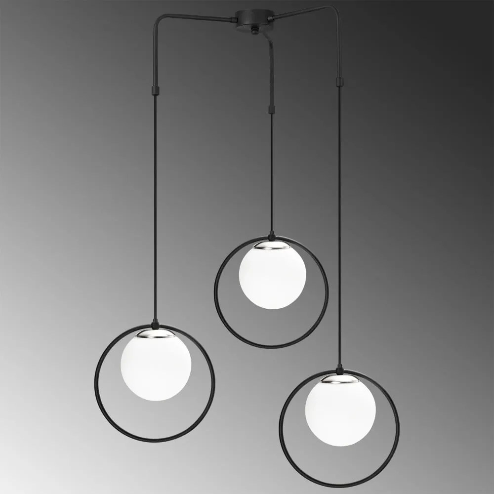 Čierne kovové závesné svietidlo Opviq lights Nazarios