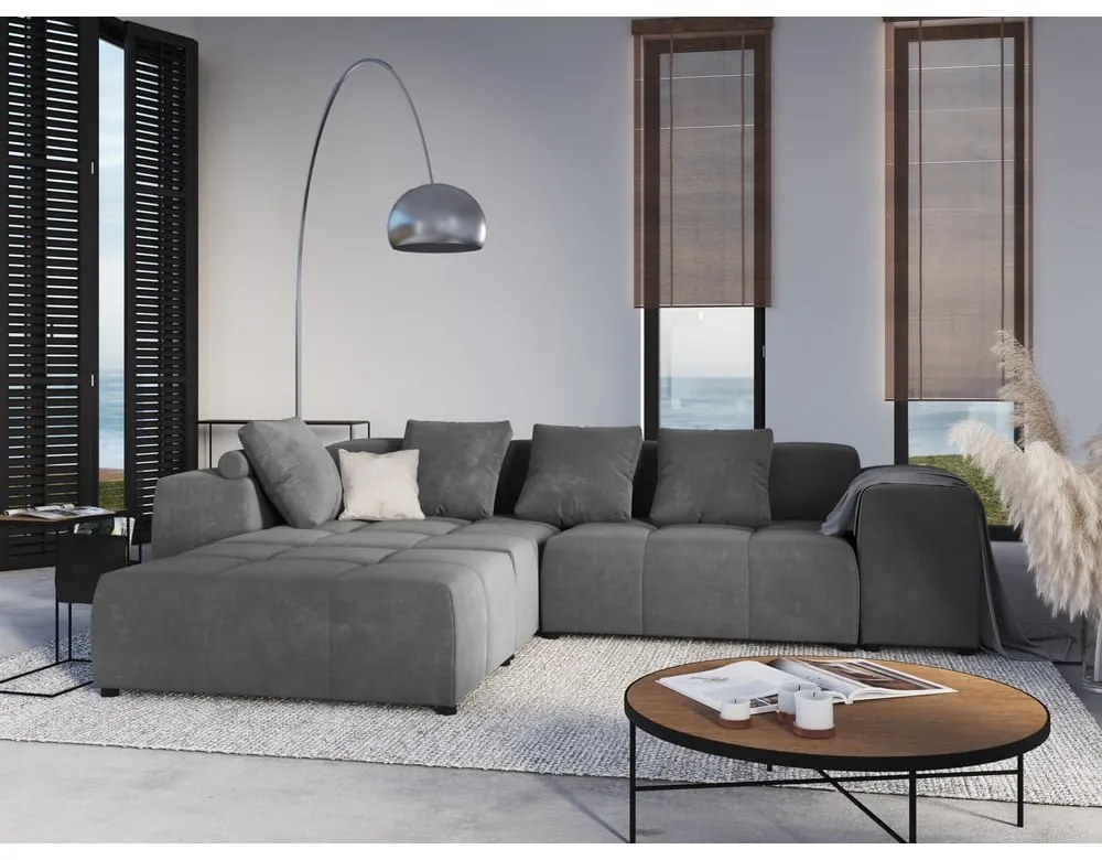 Sivý zamatový vankúš k modulárnej pohovke Rome Velvet - Cosmopolitan Design