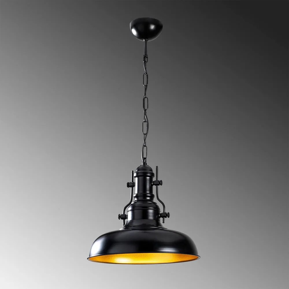 Čierne závesné svietidlo s kovovým tienidlom ø 32 cm Berceste – Opviq lights