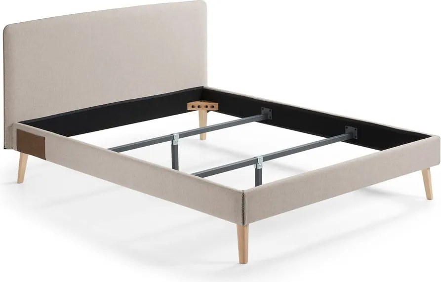 Béžová dvojlôžková posteľ Kave Home Lydia, 160 x 200 cm