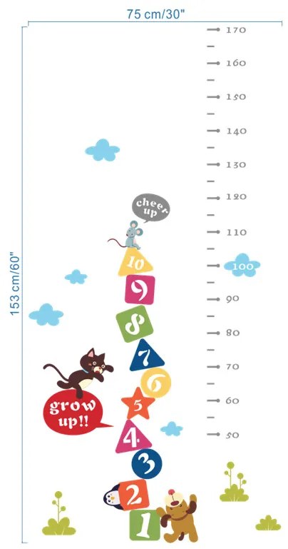 Samolepka na stenu "Detský meter - čísla" 153x75cm