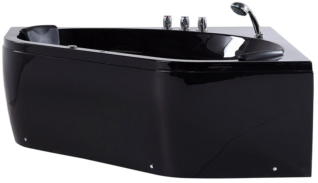 Vírivá rohová vaňa s LED osvetlením 140 x 140 cm čierna MEVES Beliani