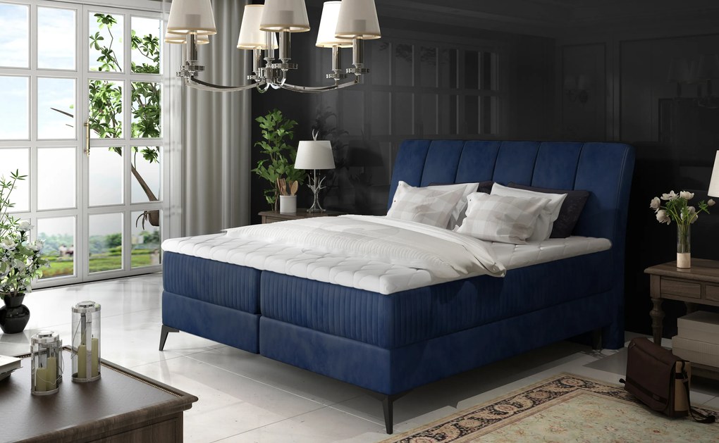 Elegantná box spring posteľ Andalusie 180x200, modrá