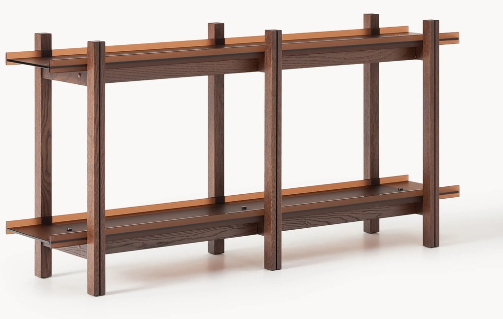 Regál z dubového dreva so sklenenými policami Alex