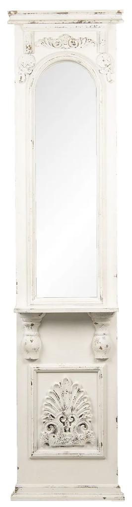 Biele zrkadlo s ornamentmi a patinou v antik štýle - 46 * 14 * 194 cm