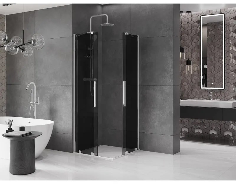 Mexen Velar Duo, sprchový kút s posuvnými dverami 100 x 100 cm, 8mm šedé sklo, chrómová, 871-100-100-42-01