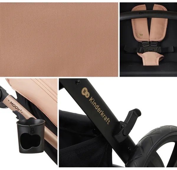 KINDERKRAFT - Kombinovaný kočík 3v1 MOOV 2 Sand beige + autosedačka MINK PRO