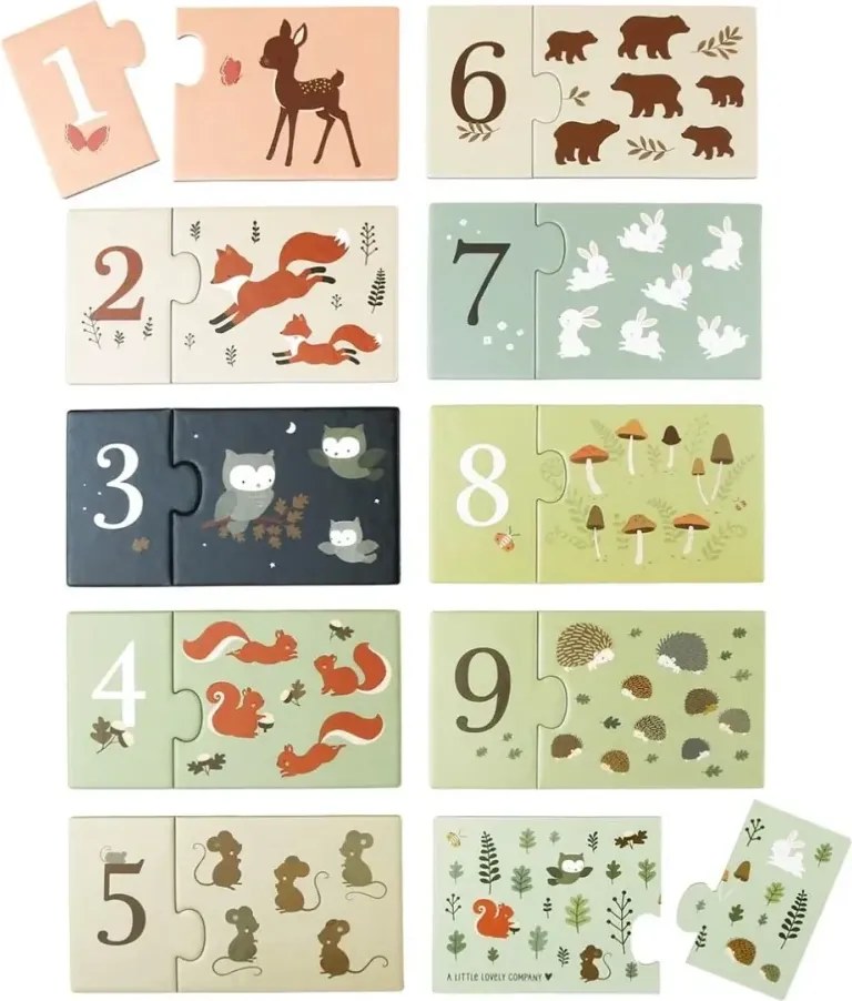 Počítanie puzzle: lesní priatelia