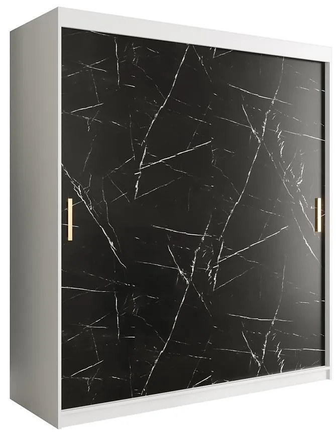 Skriňa Marmur T 180 biely/mramor čierna