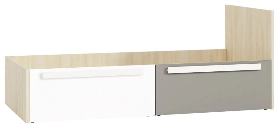 Posteľ mlodziezowe Drop 17 so zásuvkami 90x200 - buk fjord / Biely / šedá platyna