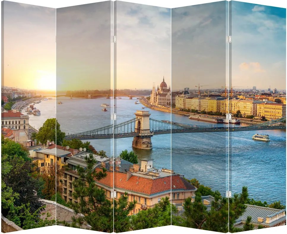 Paraván - Mesto Budapešť s riekou (210x170 cm)
