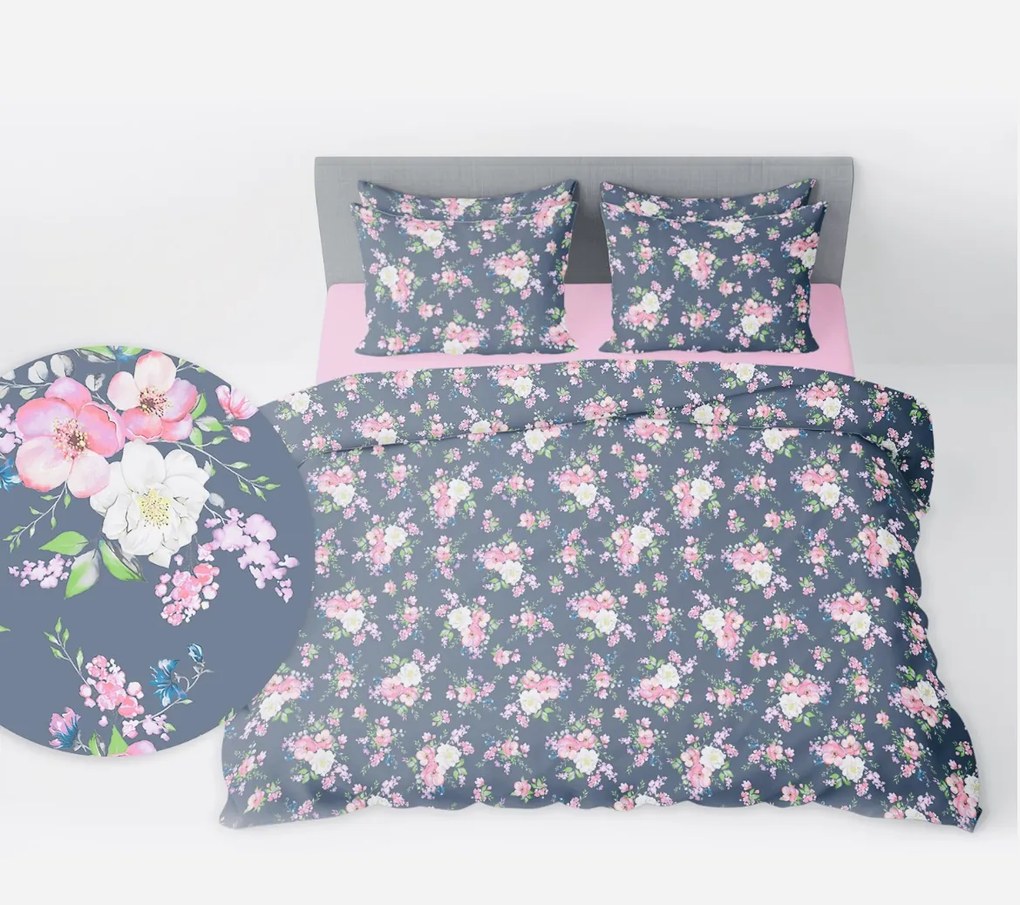 Obliečky flanelové Hortenz TiaHome - 1x Vankúš 90x70cm, 1x Paplón 140x200cm