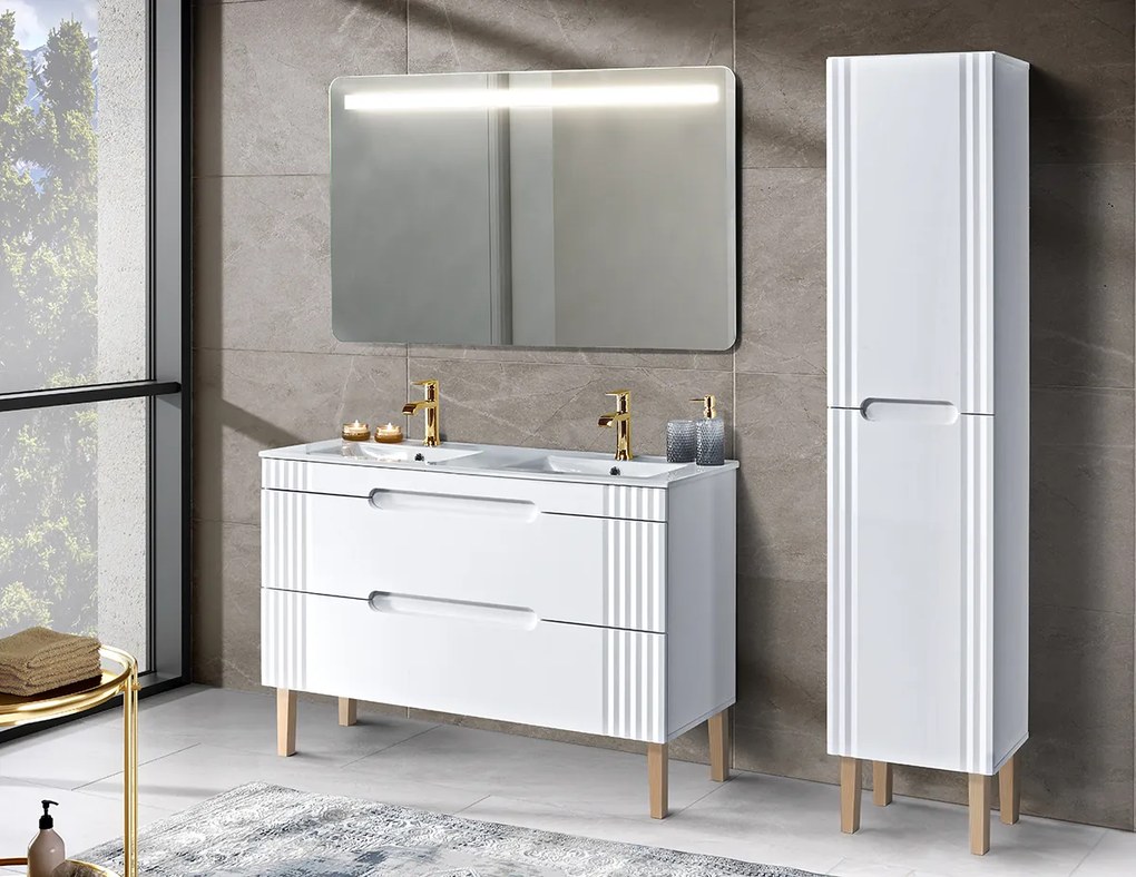 Kúpeľňové zrkadlo s LED osvetlením Bianca 120 cm biele