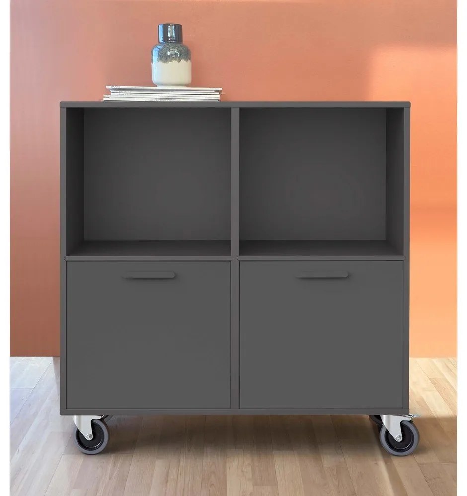 Čierna pojazdná komoda Keep by Hammel