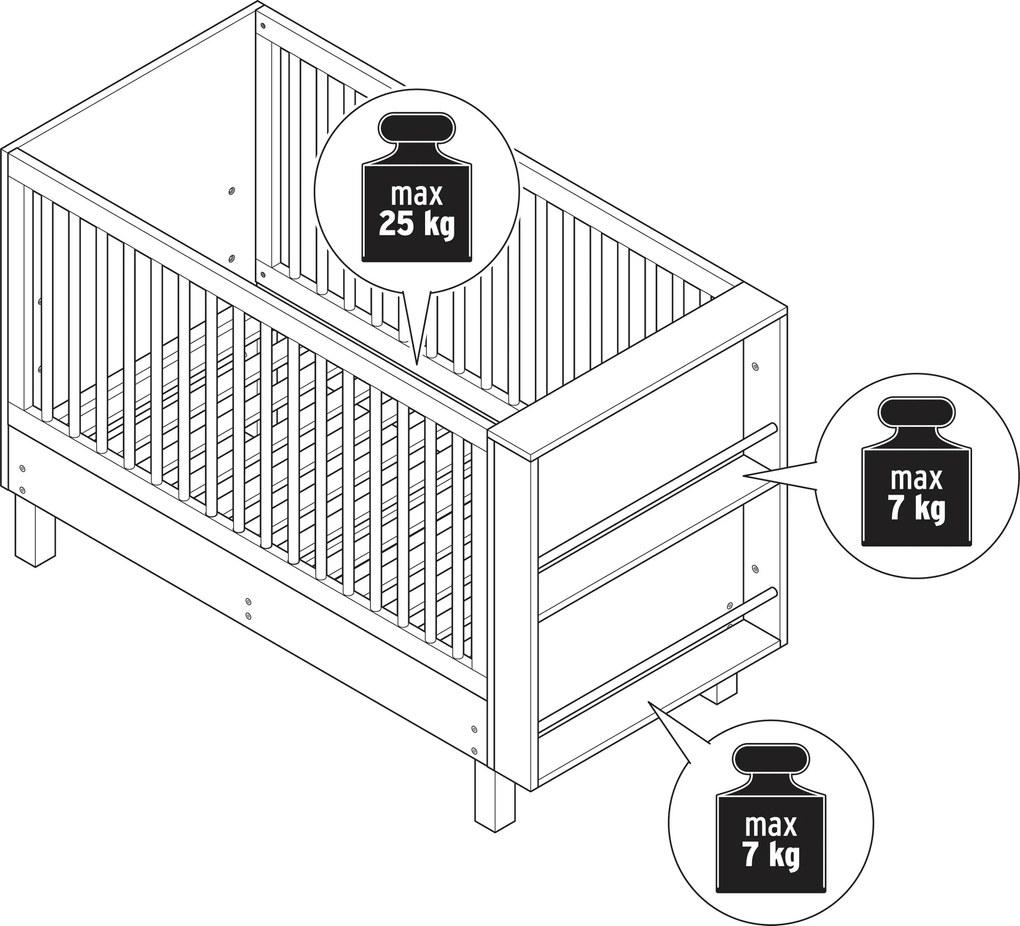Detská postieľka »Leira« s integrovanou policou na knihy
