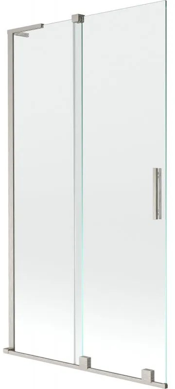 Mexen Velar L, 2-krídlová posuvná vaňová zástena 100 x 150 cm, 8mm číre sklo, brúsená oceľ, 896-100-003-01-97