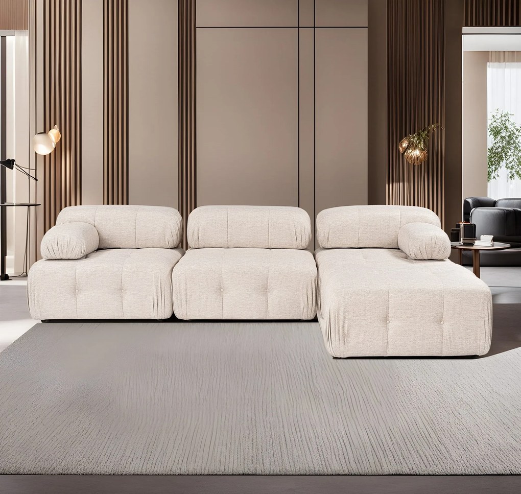 Doblo 3-sedačka s taštičkou ( L1-O1-1R-Pouffe) - svetlohnedá