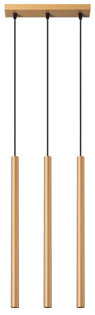 Závesné svietidlo Pastelo, 3x zlaté kovové tienidlo