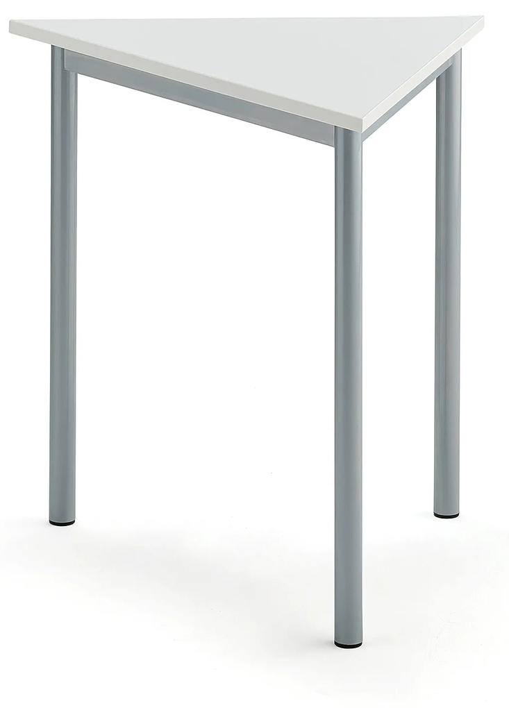 Stôl SONITUS TRIANGEL, 800x700x720 mm, HPL - biela, strieborná
