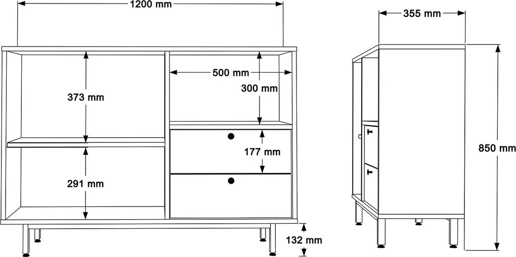 Skrinka na mikrovlnku Houseland Royce 02 dub Castello/antracitovo šedá