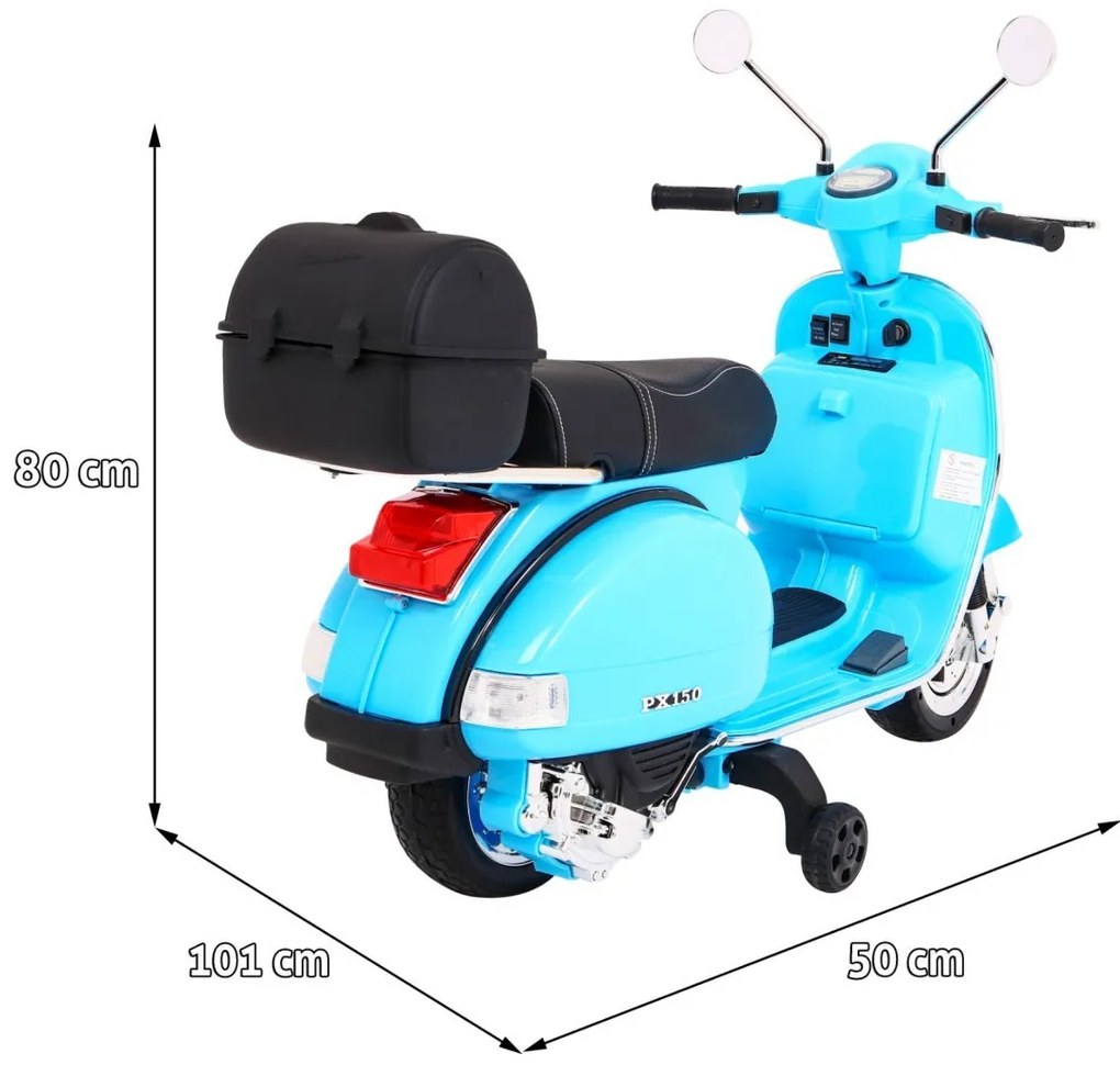 RAMIZ Elektrická motorka Vespa  modrá - 2x12V/ 25W - 12V7Ah - 2023