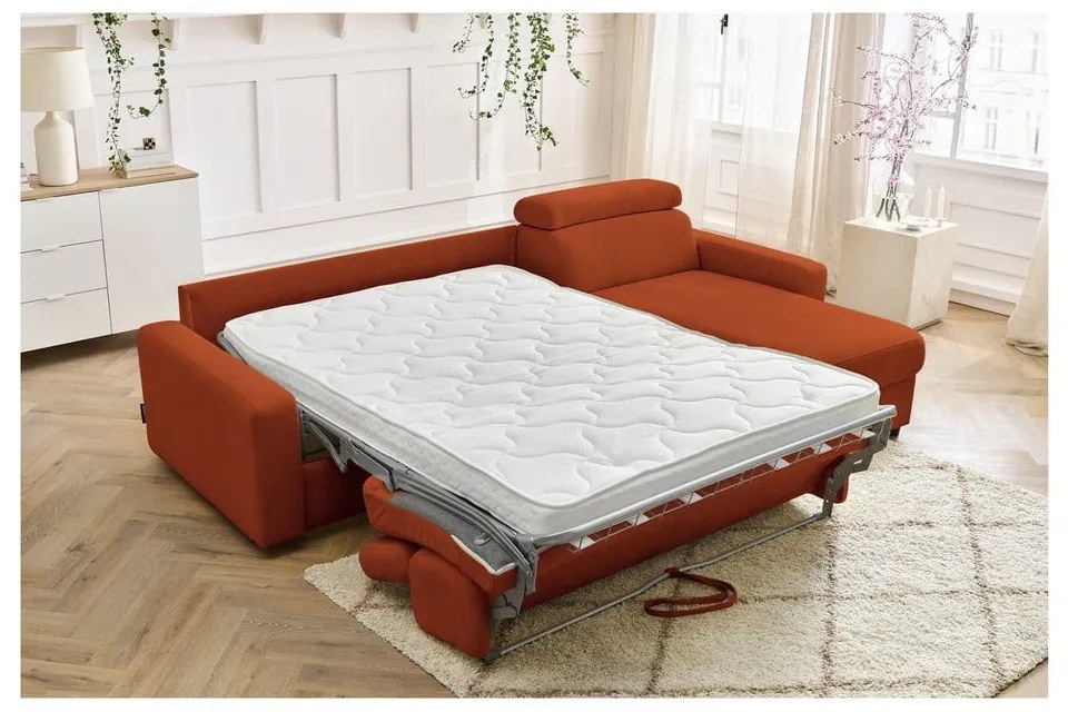 Rozkladacia rohová pohovka v tehlovej farbe (variabilná) Monaco – Bobochic Paris