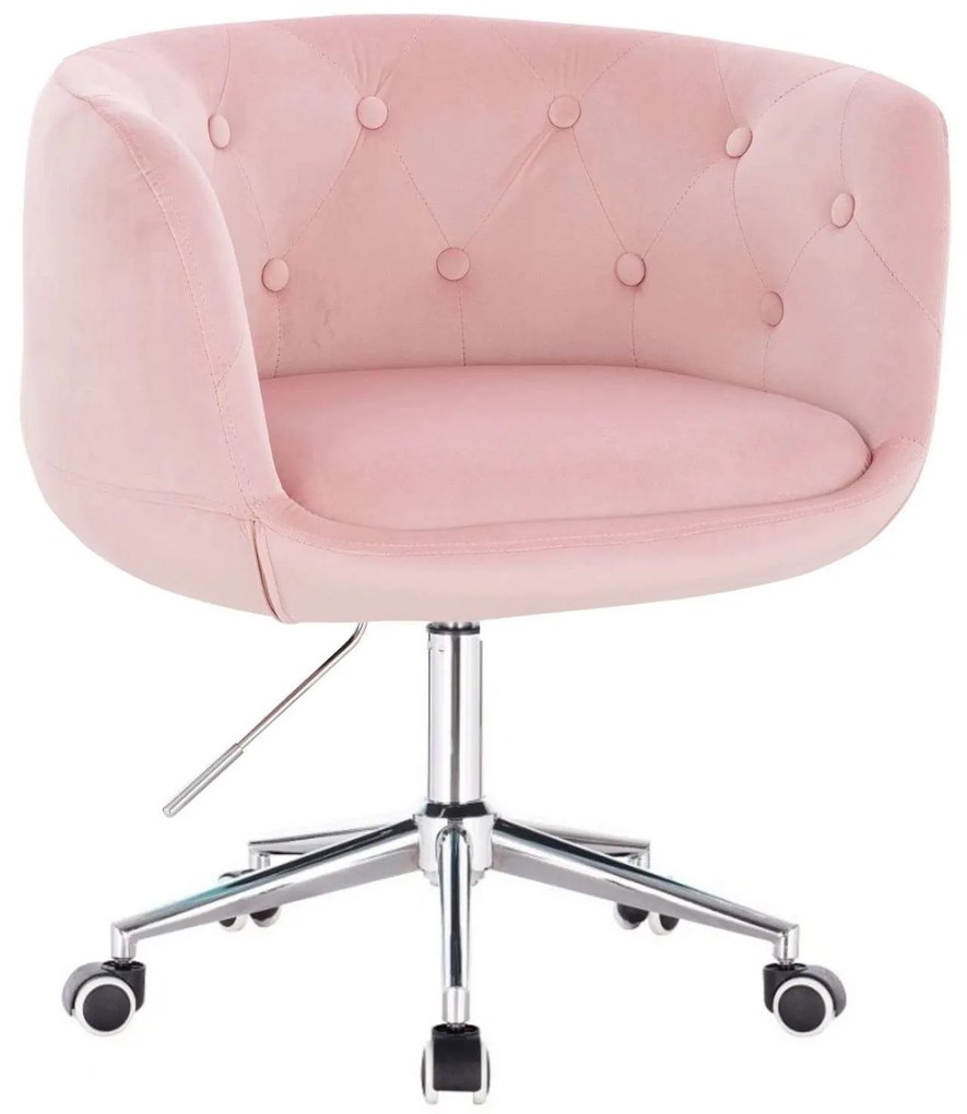 LuxuryForm DESIGN Kreslo MONTANA VELUR na striebornej podstave s kolieskami - ružové