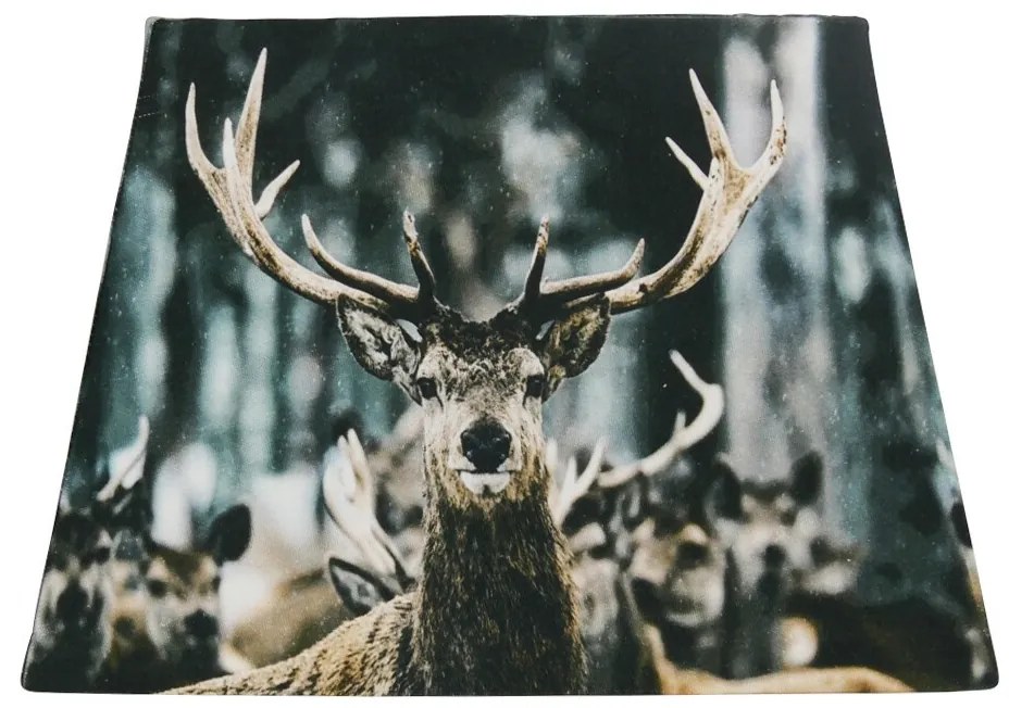 Štvorcové tienidlo na lampu s jeleňom v zimnej krajine - 37 * 37 * 25cm