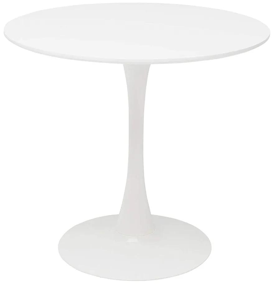 Kondela Jedálenský stôl, okrúhly, biela matná, priemer 80 cm, REVENTON