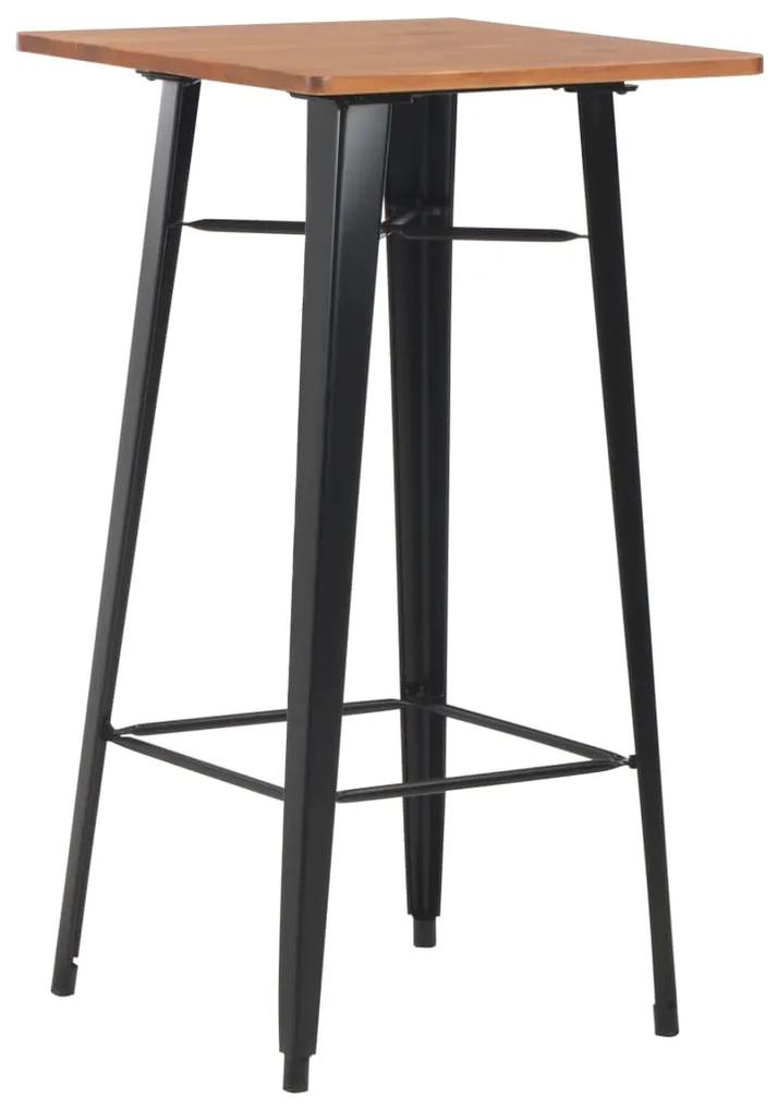 vidaXL Barový stôl čierny 60x60x108 cm borovicové drevo a oceľ