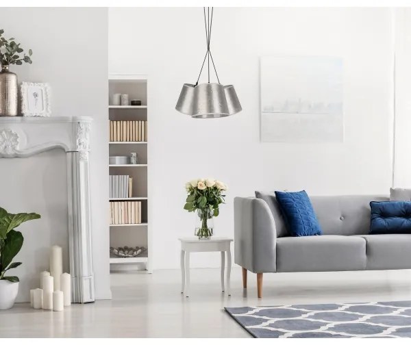 Duolla - Luster na lanku ROSSA 3xE27/40W/230V strieborná