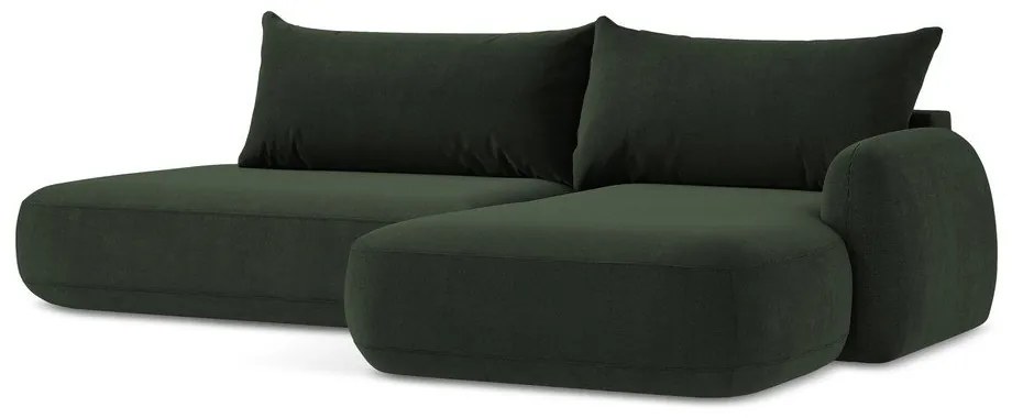 Tmavozelená rozkladacia rohová pohovka (pravý roh/s leňoškou) Hale – Makamii